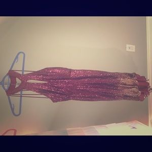 A hi-low sleeveless dress